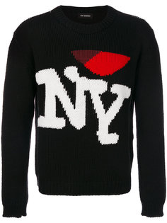 NY embroidered knit sweater Raf Simons