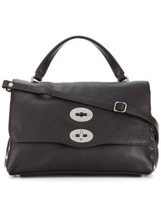 foldover satchel with silver-tone hardware details Zanellato