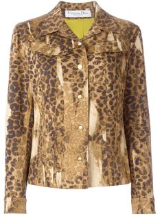 джинсовый пиджак с леопардовым принтом Christian Dior Vintage