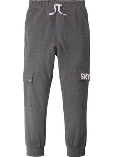 Модные трикотажные брюки с карманами-карго (серый меланж) Bonprix