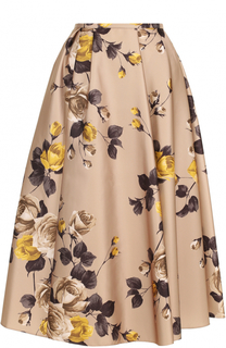 Пышная юбка-миди с цветочным принтом Rochas