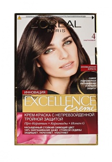 Краска для волос LOreal Paris Excellence, оттенок 4, Каштановый