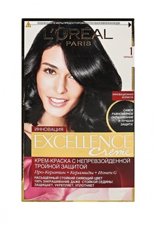 Краска для волос LOreal Paris Excellence, оттенок 1, Чёрный