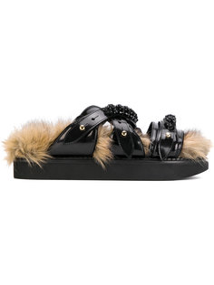faux fur lined sandals with beaded embellishment Simone Rocha
