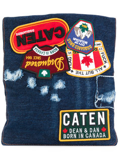 distressed denim patch clutch Dsquared2