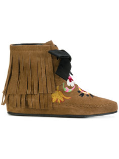 fringed embroidered boots Etro