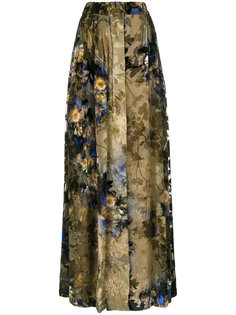 плиссированная юбка макси с цветочным принтом  Alberta Ferretti