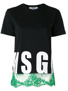 футболка с логотипом и кружевом MSGM