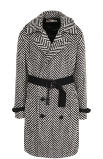 Шерстяное пальто с контрастным поясом Saint Laurent