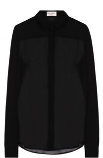 Шелковая полупрозрачная блуза прямого кроя Saint Laurent