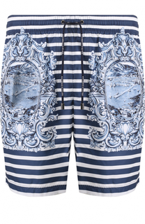 Плавки-шорты в контрастную полоску с принтом Dolce &amp; Gabbana