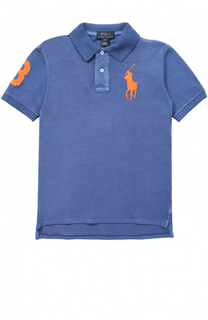 Хлопковое поло с логотипом бренда и нашивкой Polo Ralph Lauren