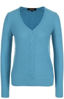 Кашемировый пуловер с V-образным вырезом и фактурной отделкой Loro Piana