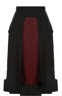 Шерстяная юбка-миди с контрастными вставками Maison Margiela