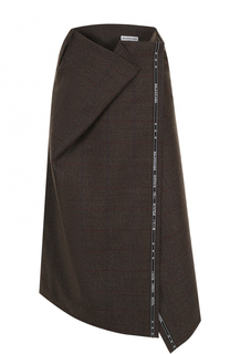 Шерстяная юбка-миди асимметричного кроя Balenciaga