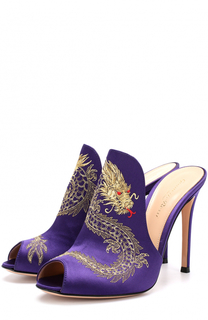 Атласные мюли Dragon с вышивкой Gianvito Rossi