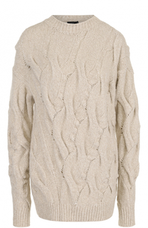Шерстяной пуловер фактурной вязки Joseph
