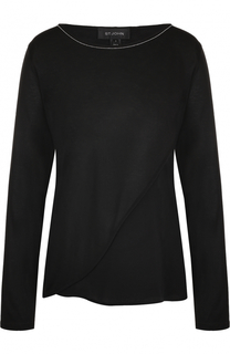 Шелковый топ с круглым вырезом и длинным рукавом St. John