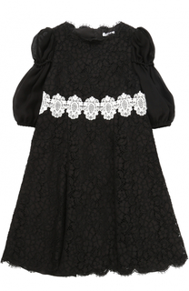 Кружевное платье А-силуэта с контрастной отделкой Dolce &amp; Gabbana