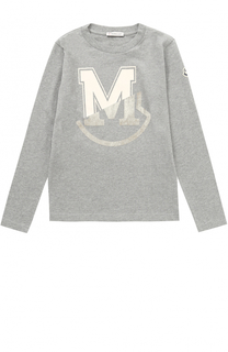 Хлопковый лонгслив с принтом Moncler Enfant