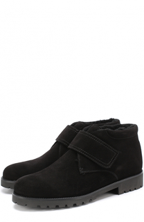 Замшевые полуботинки с застежками велькро и внутренней отделкой из меха Beberlis