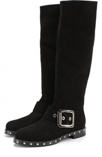 Замшевые сапоги с заклепками и пряжкой Le Silla