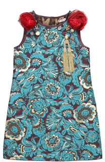 Мини-платье с цветочными аппликациями и декором Dolce &amp; Gabbana