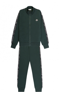 Спортивный костюм из хлопка с контрастной отделкой Moncler Enfant