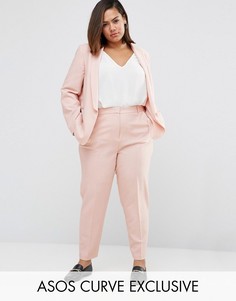 Укороченные креповые брюки-сигареты ASOS CURVE - Розовый