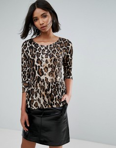 Топ с леопардовым принтом и баской Vero Moda - Мульти