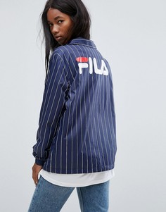 Свободная спортивная куртка в полоску с логотипом на спине Fila - Темно-синий