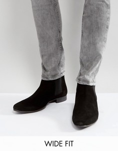 Черные замшевые ботинки челси для широкой стопы ASOS - Черный