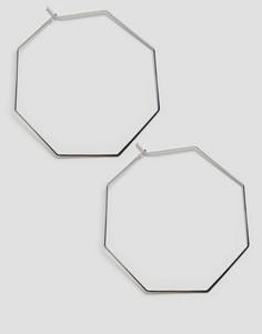 Серебристые большие серьги-шестигранники Orelia - Серебряный