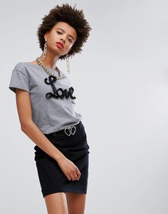 Футболка с надписью Love Love Moschino - Серый