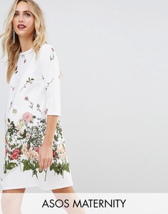 Платье А-силуэта с цветочным принтом ASOS Maternity - Белый