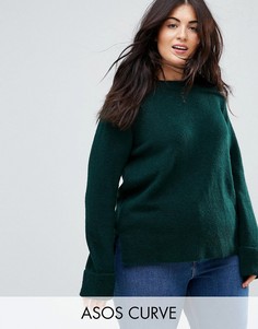 Джемпер из пушистой пряжи с широкими манжетами ASOS CURVE - Зеленый