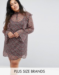 Прозрачное платье с оборкой и подкладкой-комбинацией Rage Plus - Мульти