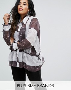 Полупрозрачная рубашка с принтом и завязками на манжетах Religion Plus - Мульти