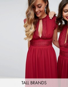 Платье миди с кружевной отделкой TFNC Tall WEDDING - Красный