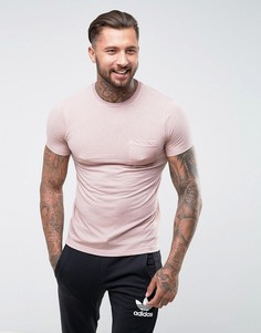 Розовая футболка с добавлением льна и карманом ASOS - Розовый