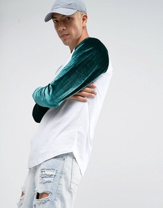 Длинный лонгслив с велюровыми рукавами реглан ASOS - Белый