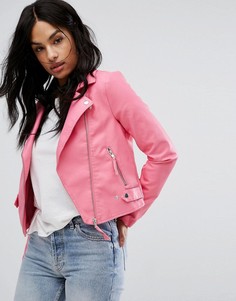 Байкерская куртка из искусственной кожи Vero Moda - Розовый