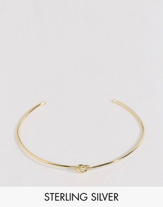 Позолоченный серебряный браслет-манжет с узелком ASOS - Золотой
