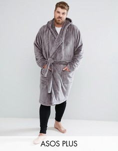 Флисовый халат с капюшоном ASOS PLUS - Серый