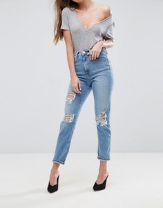Узкие джинсы в винтажном стиле с завышенной талией ASOS FARLEIGH - Синий