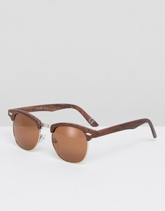 Серебристые солнцезащитные очки в стиле ретро с эффектом дерева ASOS - Серебряный