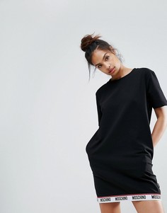 Платье-футболка с короткими рукавами и логотипом Moschino - Черный