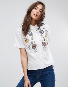 Рубашка с цветочной вышивкой Only - Белый