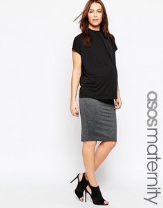 Меланжевая юбка‑карандаш миди для беременных ASOS Maternity - Серый