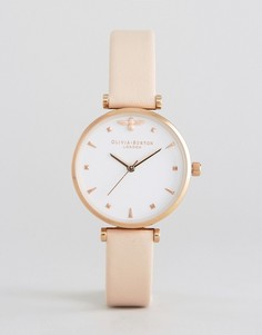 Часы с кожаным ремешком телесного цвета Olivia Burton - Розовый